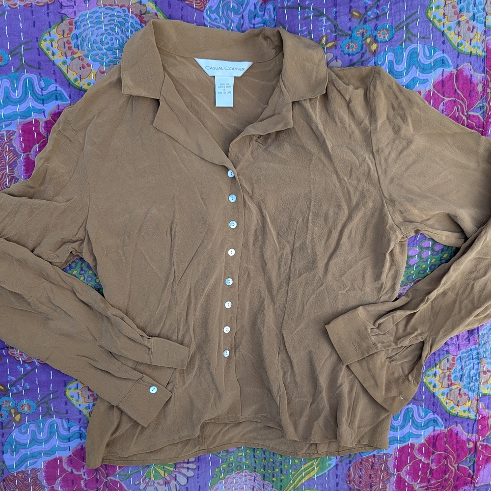 Casual Corner Tan Button-Down Shirt